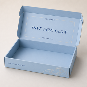 Caja de Envío Autocerrable de Cartón Kraft Personalizada, Impresión en Lámina Dorada, Color Azul Cielo, Laminación Mate/Brillante para Cosméticos y Cuidado de la Piel - Product Image 1