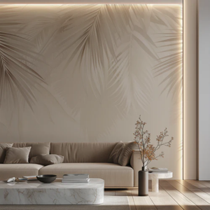 Papel Tapiz de PVC con Diseño de Hojas de Palma Beige Estilo Bohemio, Mural Personalizado en Tonos Tierra Neutros para Decoración de Paredes de Dormitorios y Salas de Estar, Fácil de Instalar - Product Image 5