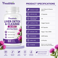 Capsules Détox Foie Mélange Multi-Plantes Chardon-Marie Pissenlit Extrait d'Artichaut Capsules Végétariennes HPMC OEM ODM
