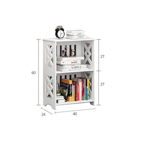 Étagère de rangement blanche à 2 niveaux avec découpes décoratives pour livres et plantes, idéale pour la maison, le bureau ou la chambre. - Product Image 3