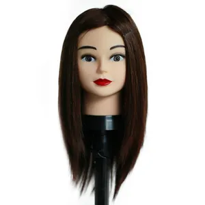 Cabeza de maniquí para peluquería, cabeza de maniquí para práctica de peluquería, muñeca de entrenamiento, cabeza de cabello humano, venta al por mayor - Product Image 1