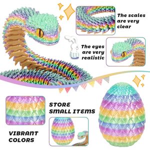 Juguete Antiestrés Huevo de Dragón Impreso en 3D con Serpiente Articulada en el Interior, Flexible, para Niños de 8 a 13 Años, Unisex, de Plástico, Clásico - Product Image 3