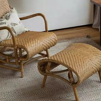 Chaise longue en rotin tressé d'Asie du Sud-Est, design rétro, origine Chine, pour balcon, maison d'hôtes, modèle individuel
