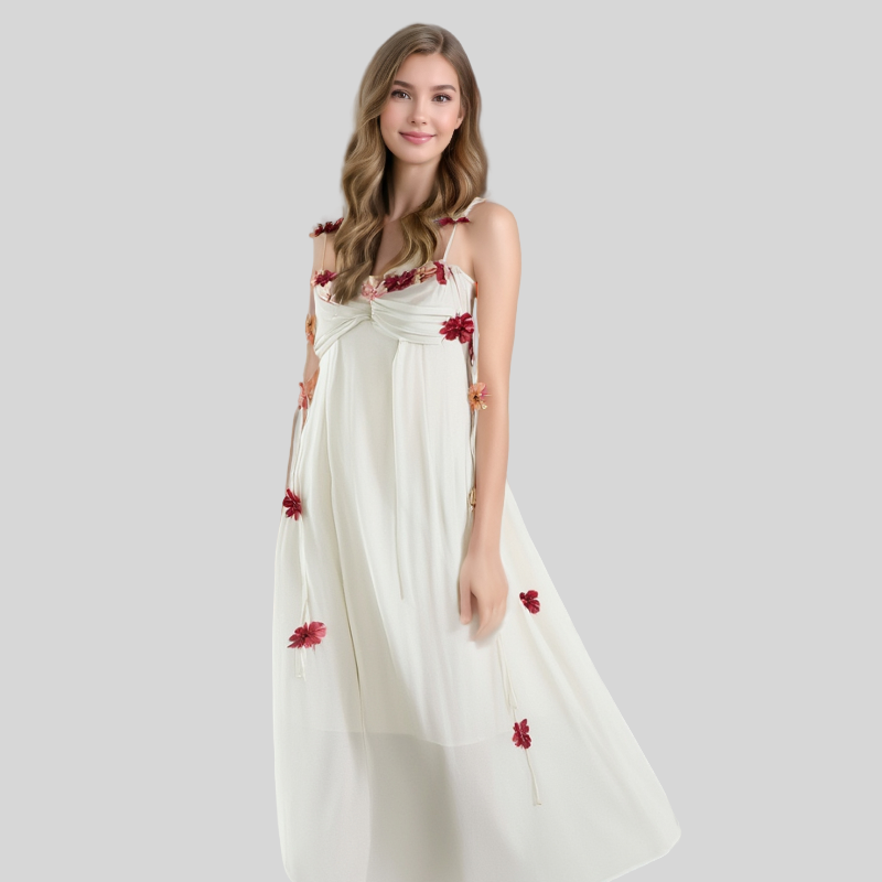 Buy In Bulk White Chiffon Swing Dress Elegant V-Neck Design