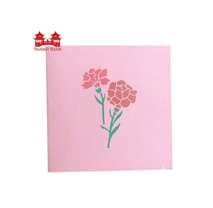 Wholesale 3D <b>Pop</b> <b>Up</b> Greeting <b>Card</b> Big Pink Carnation Flower Basket Handmade <b>Card</b> for <b>Birthday</b> Spring Gift - Product Image 1