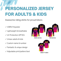 Maillot de course VTT rose personnalisé filles garçons UPF30 + équipement de vélo de montagne chemise de moto pour hommes