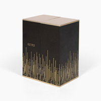 Boîte à montre en bois à double porte noire, écologique, avec logo personnalisé, pour cosmétiques, bijoux, cadre photo et emballage de bougies
