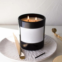 Bougie Pilier Parfumée Artisanale en Cire de Soja Sans Fumée à 2 Mèches, en Coupe Noire, Marque Privée Fresh Air, Décoration Maison, Luxe, Fêtes, Diwali
