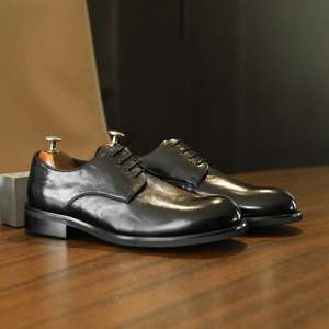 Chaussures en cuir décontractées pour hommes - chaussures en cuir de vache à bout rond lavées et vieillies, chaussures en cuir artisanales et design - Product Image 5