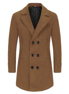 Manteau en laine pour hommes d'hiver 2024 mode double boutonnage avec manteau en laine de longueur moyenne en coton - Product Image 2