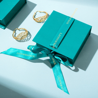 Lionwrapack - Ensemble de boîtes à bijoux en papier au design personnalisé - Boîtes à rabat écologiques recyclables avec pochette en cuir pour emballage cadeau