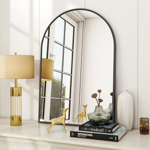 Miroir arqué de 24 x 36 pouces, à fixer au mur avec cadre en métal en forme d'arche, miroir de salle de bain moderne pour chambre à coucher, salon - Product Image 1