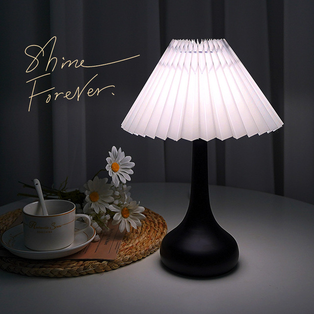 USB Powered Table Lamp with Remote/Switch Control Metal Base Stepless Dimmable Fabric Shade LED for Bedroom Modern Design