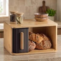 Boîte à pain en bambou grande capacité, écologique et durable, avec couvercle roulant, en matériau de qualité alimentaire, pour le rangement des produits de boulangerie sur le comptoir de cuisine