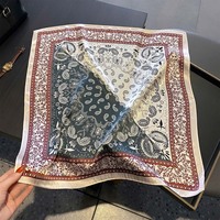 Foulard carré rétro en soie de mûrier 53*53CM, motif cachemire floral, doux et fin, imprimé cachemire, 100% pure soie