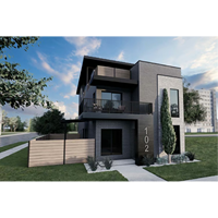 Villa de luxe en rectangle de trois étages avec balcon ouvert