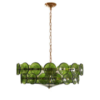 Lustre en verre artistique vert de style médiéval français, suspension de luxe pour villa, salon, salle à manger, plafond haut