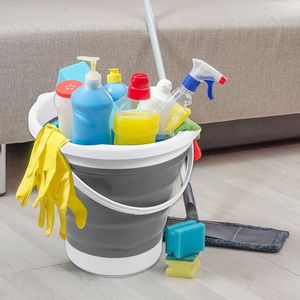 Collapsible 10L Plastic Bucket With <b>Handle</b> Foldable Design for Indoor Outdoor Camping Car Wash Household <b>Mop</b> D0100XUC9RU Collaps - Product Image 4