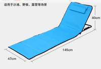 Chaise de plage pliable portable avec dossier et appui-tête réglables, poche de rangement, design traditionnel Lechi FC-702, mobilier d'extérieur