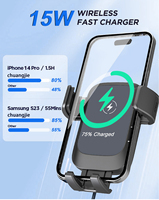 Support de téléphone pour voiture avec chargeur sans fil 15W et fixation pliable à ventouse pour téléphones de 4 à 7 pouces sur pare-brise et tableau de bord