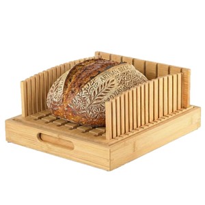 Trancheuse à pain en bois massif Akira avec séparateur en bambou pour la cuisson et le plateau à miettes de pain grillé - Product Image 5
