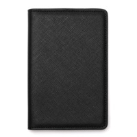 Porte-documents de voyage d'affaires en cuir PU Saffiano noir classique avec logo personnalisé, organiseur de portefeuille, porte-passeport