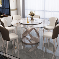 Table à manger en acier inoxydable de style italien avec 6 chaises Bjflamingo Table à manger en marbre pour le salon