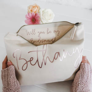 Sac de maquillage cadeau demoiselle d'honneur personnalisé-serez-vous ma demoiselle d'honneur, cadeau de demoiselle d'honneur. -Cadeau unique pour les sacs de fête nuptiale - Product Image 1