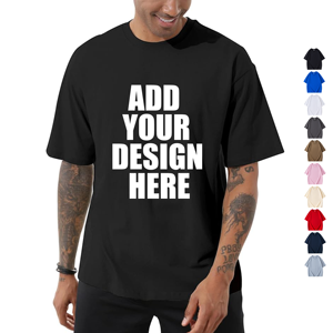 T-Shirt Oversize in Cotone da Uomo all'Ingrosso, Logo Personalizzato, Magliette Casual a Maniche Corte, Girocollo, Top <span class=keywords><strong>Basic</strong></span>, T-Shirt Atletica Tinta Unita - Product Image 1