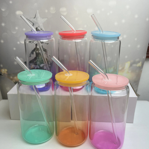 Sublimazione 16oz colore cambiamento graduale di vetro isolato sublimazione con tappo colorato pp paglia colorata e coperchio - Product Image 4