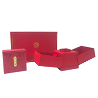 Boîtes rigides rouges personnalisées avec logo en feuille d'or, couvercle à charnière, double porte, tiroirs multiples, en carton recyclable, pour montres, avec doublure en éponge