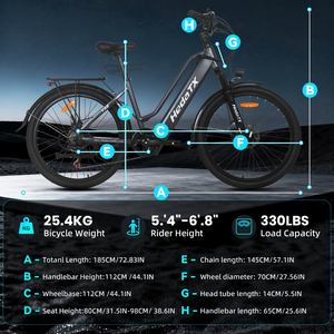 Vélo Électrique Urbain HedaTX 26 Pouces avec Moteur Arrière Brushless 48V, Cadre en Aluminium, 7 Vitesses, Vélo de Commutation Urbaine à Cadre Basé - Product Image 5