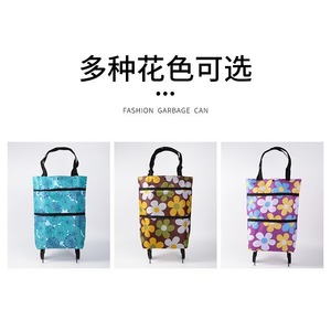 รถเข็นช้อปปิ้งแบบพกพาผ้าอ็อกซ์ฟอร์ดกระเป๋าล้อพับแนวตั้งขนาดใหญ่สไตล์เรียบง่ายอเนกประสงค์กันน้ำใช้ในบ้าน - Product Image 1