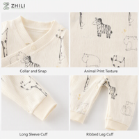 Combinaison bébé en coton à imprimé animal, printemps/automne, manches longues, motif papillon, double couche, combinaison de ramper pour nouveau-né, vêtements pour enfants