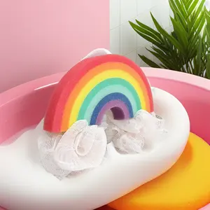 Gmagic Rainbow Cartoon Exfoliating Bath Ball Bath Flower Fashion Mesh Sponge Shower Scrubber For Body