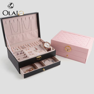 תכשיטי יוקרה אולאי תכשיטים מעור פו במקרה עמיד למים dustproof אחסון אביזרים עם מנעול - Product Image 2