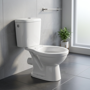 โถสุขภัณฑ์แบบสองชิ้นพร้อมฝารองนั่งพลาสติก ชุดอุปกรณ์ LLC แบบ P-Trap ระบบ Washdown โถสุขภัณฑ์แบบ Close Coupled - Product Image 4