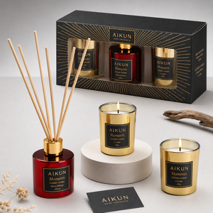 AIKUN Frosted Glass Scented Candle and Reed <b>Diffuser</b> Combo Long Lasting Fragrance for Living <b>Room</b> Gift - Product Image 2