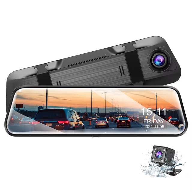4K Dashcam Full Touch Screen Mirror Front and Rear Dual Camera Night Vision G-Sensor Motion Detection Loop Recording Dash Camera