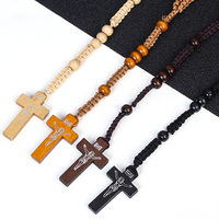 Chapelet Catholique à Croix en Gros, Chapelet en Bois d'Ambre, Tasbih Musulman Islamique, Perles de Chapelet, Collier Jésus, Bijoux de Mode