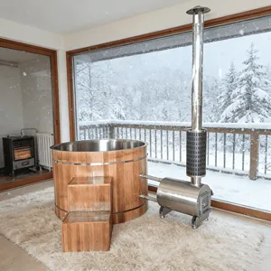 Bain à remous extérieur en <span class=keywords><strong>bois</strong></span> pour 2 à 8 personnes, best-seller, avec poêle extérieur en <span class=keywords><strong>bois</strong></span> - Product Image 4