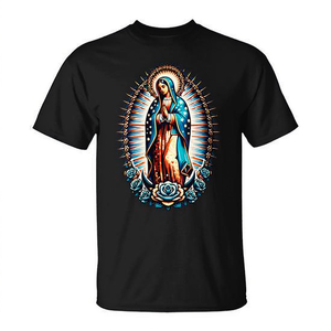 Camiseta de la Virgen de Guadalupe para Adultos, Unisex, Manga Corta, Cuello Redondo, Impresión Digital, Regalo Religioso - Product Image 2