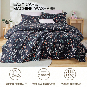 HONI OEKO-TEX Certified 80gsm Microfiber Printed <strong>Bedspread</strong> High Density Eco-friendly Luxury Floral Quilt <strong>Set</strong> - Product Image 6