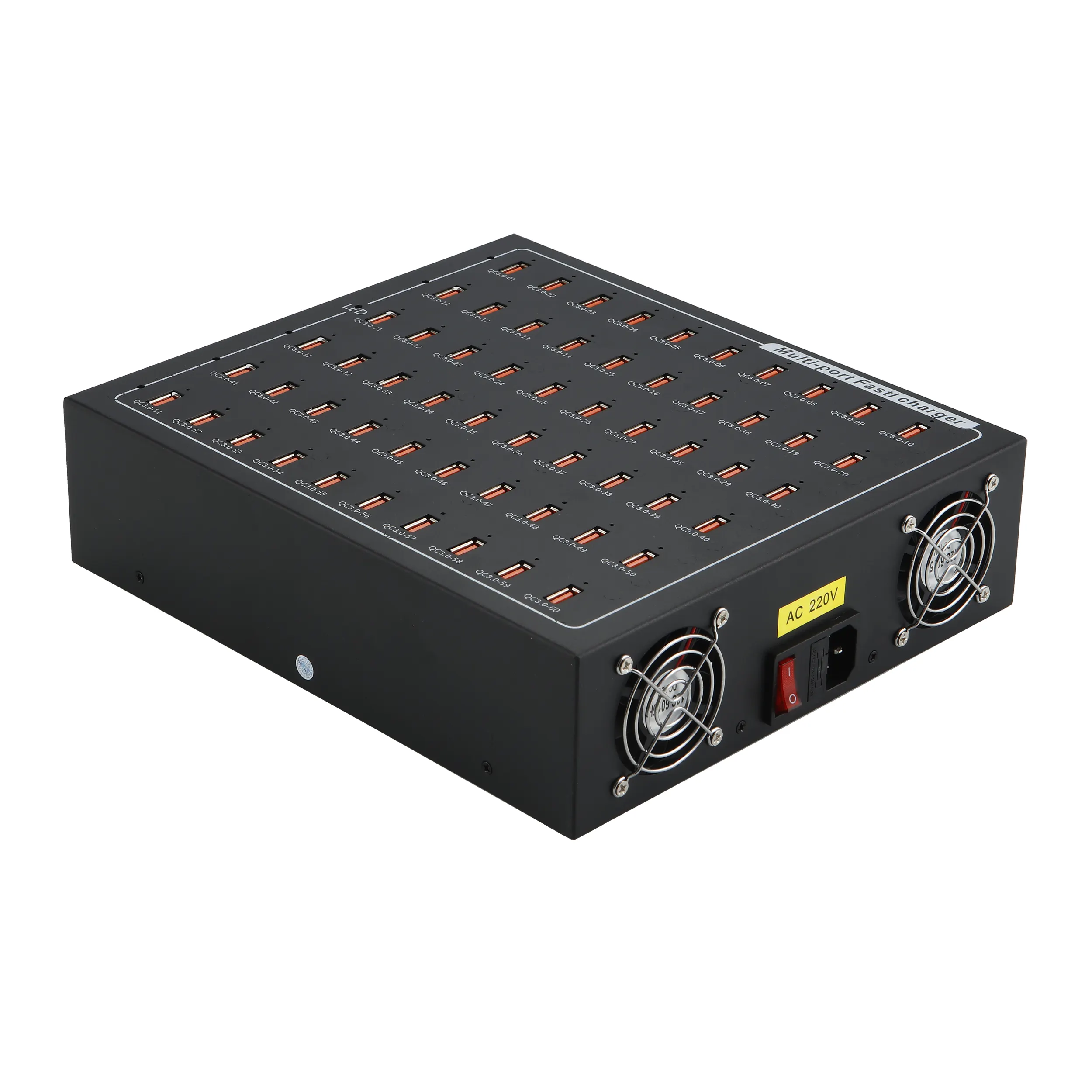 HUNDA 30/40/60 puerto 80 Puerto 300W a 800W Estación de carga USB con protección inteligente, cargador USB multipuerto de 5V 2A