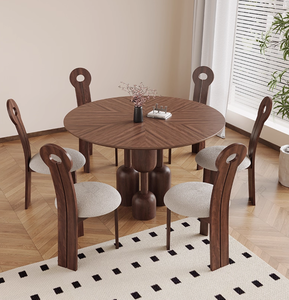 <span class=keywords><strong>Table</strong></span> <span class=keywords><strong>à</strong></span> <span class=keywords><strong>manger</strong></span> ronde en noyer laqué au design moderne 90 cm avec 4 chaises pour <span class=keywords><strong>petite</strong></span> cuisine <span class=keywords><strong>Table</strong></span> <span class=keywords><strong>à</strong></span> <span class=keywords><strong>manger</strong></span> en bois pour 8 <span class=keywords><strong>personnes</strong></span> Vente en gros - Product Image 4