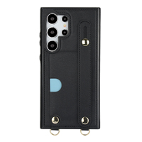 Étui de téléphone étanche et antichoc en cuir PU pour S10 Plus avec longue sangle et porte-cartes