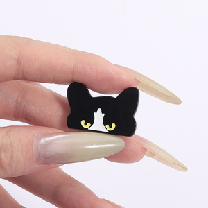 Gothic mata besar Pin Enamel kucing hitam lucu Kitty gelap Humor gaya bros kerah Lapel lencana grosir hadiah perhiasan untuk anak-anak teman-teman - Product Image 4