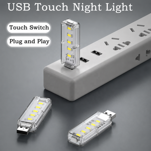 LED USB タッチ調光ナイトライト 5V ポータブル 3000K/6500K 電球 寝室、書斎、PC、ラップトップ、モバイル電源バンク用 プラグイン照明 - Product Image 3