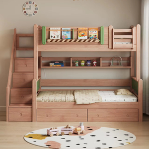 Экологичная двухъярусная кровать из массива дерева с большим пространством для хранения для детской комнаты - Product Image 1