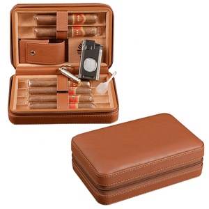 High Quality Modern Safe Leather <b>Cigar</b> Holder Travel <b>Case</b> Wood <b>Cigar</b> <b>Humidor</b> Lighter Custom <b>Humidor</b> <b>Cigar</b> Holder - Product Image 1